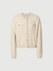 Cardigan beige en cachemire à col rond et boutons
