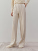 Women's Winter Beige Wide Leg Drawstring Waist Trousers