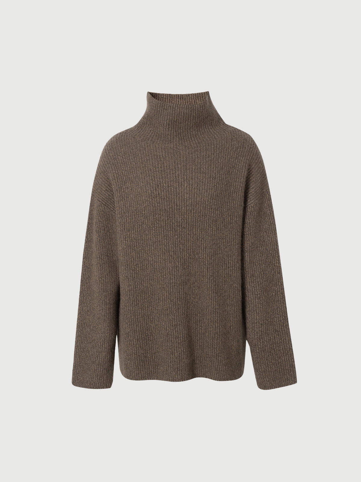 Brown wool sweater with high neck