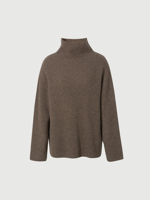 Load image 1 in gallery view. Brown wool sweater with high neck