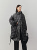 Women's Gray Warm Goose Puffer Long Hooded Jacket with Belt