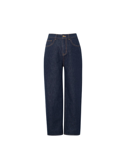 Load image 1 in gallery view. Women's Dark Blue 100% Cotton Jeans Pants