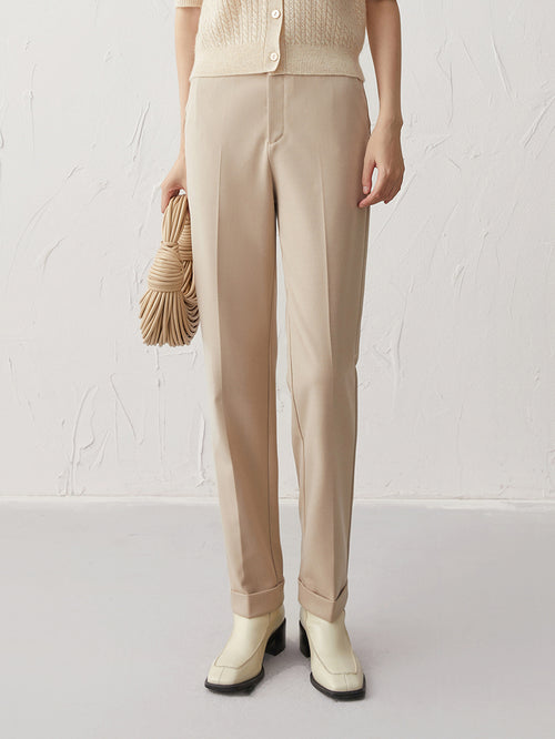 Load image 1 in gallery view. Women's Khaki Straight Fit Trousers