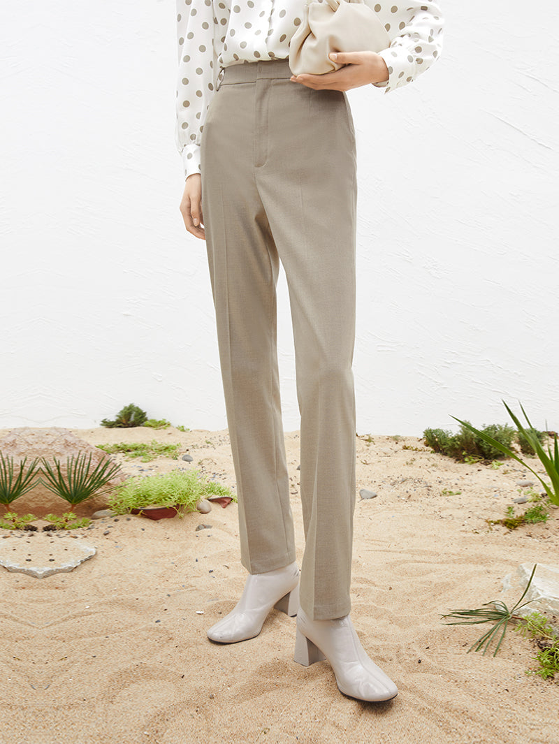 Women's Dark Gray Straight Fit Stable High Waist Trousers