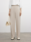 Women's Light Beige Classic Straight Fit Trousers