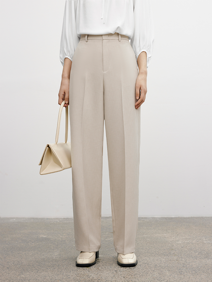 Women's Light Beige Classic Straight Fit Trousers