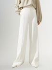 Women's White Slim Fit High Waist Suit Pants