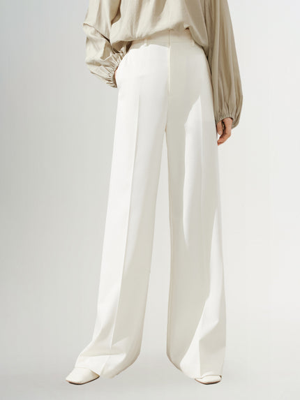 Pantalon de costume taille haute large blanc