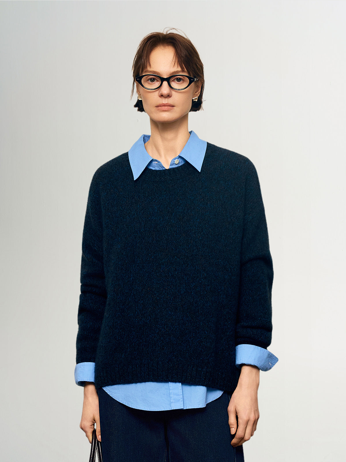 Crewneck Drop-Shoulder Silk-Cashmere Sweater