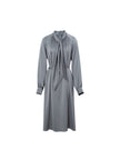 Women's Gray Tie Neck Long Sleeves Belted Dress 5DA194791