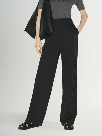 Pantalon de costume droit noir classique pour femme