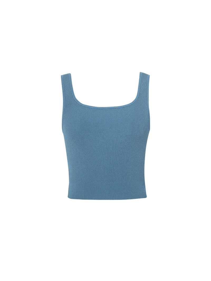 Women's Blue Square Neck Tank Top