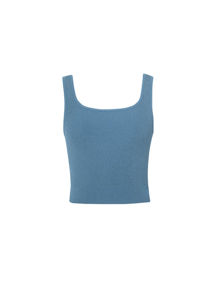 Women's Blue Square Neck Tank Top