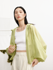 Women's Mustard Yellow Lantern Sleeves 100% Cotton Hoodie Jacket
