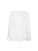 Women's Pure White V Neck Long Sleeves Silk Shirt 5F2120171