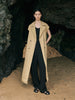 Beige short-sleeved trench coat