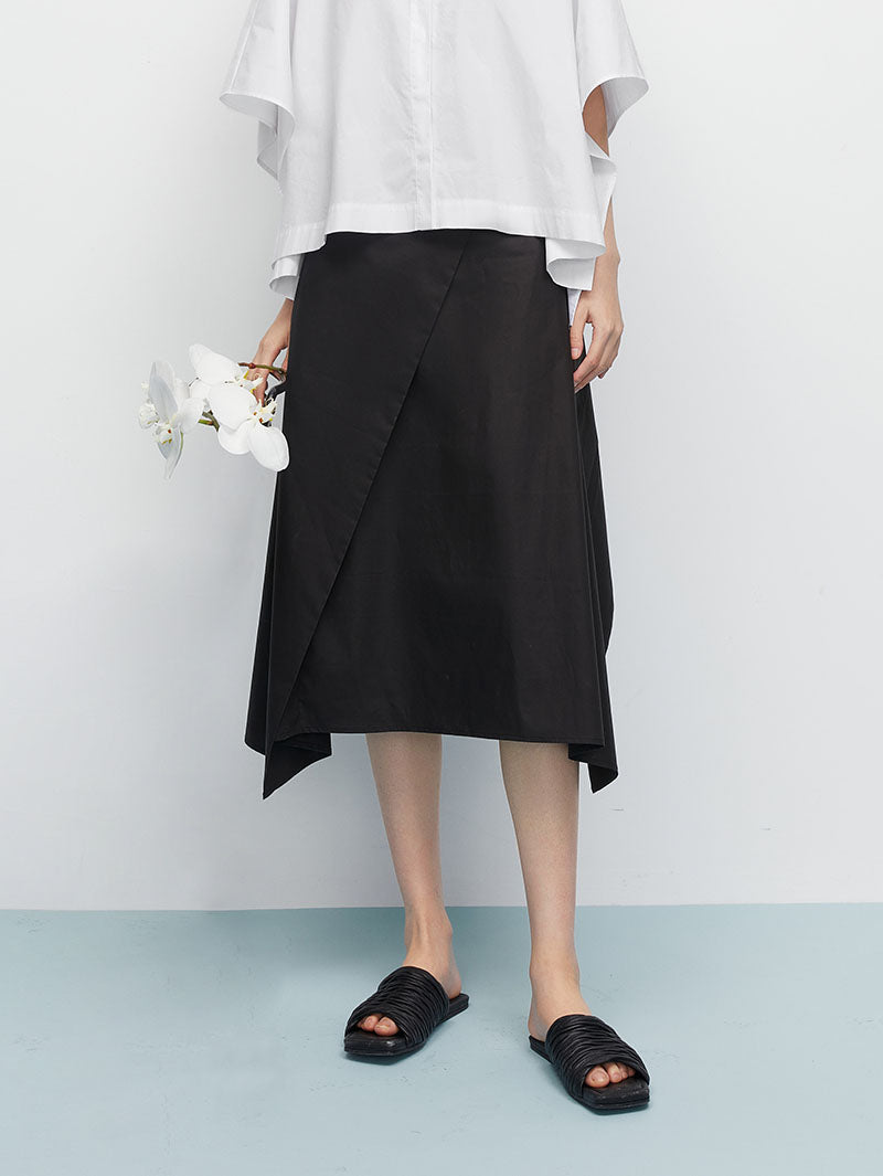 Women's Black Irregular A-Line Fit Skirt