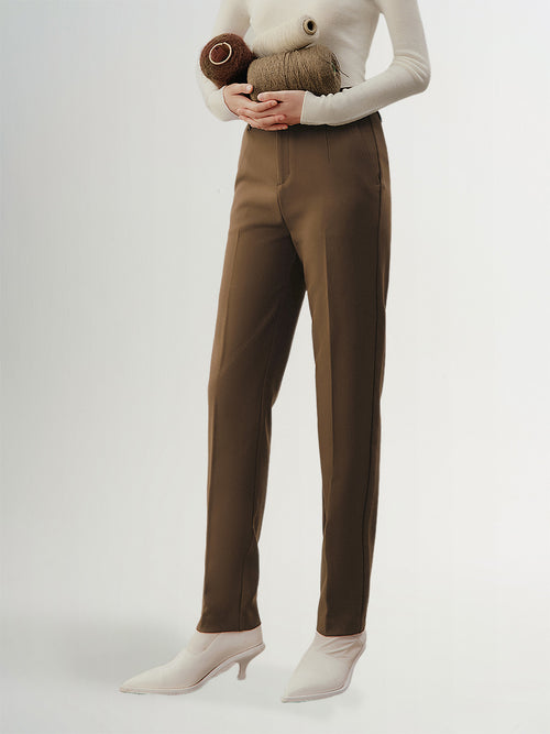 Load image 1 in gallery view. Coffee brown pants - Straight Fit