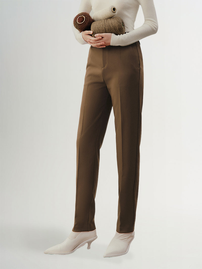 Pantalon marron café - Straight Fit