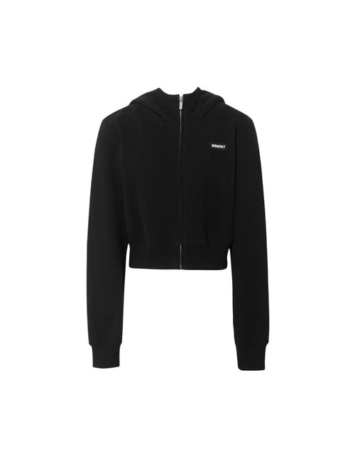 Charger l'image 1 dans la galerie. Veste courte noire à capuche zippée
