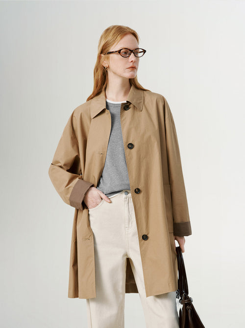 Charger l'image 1 dans la galerie. Cotton Single-Breasted Trench Coat