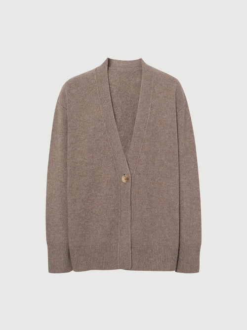 Load image 1 in gallery view. 100% cashmere long-sleeved button-up cardigan