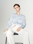 Blue silk shirt