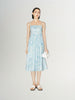 Blue slip dress with sky pattern in 100% cotton