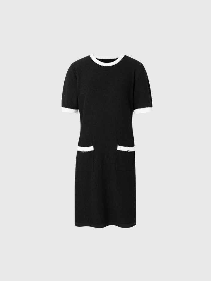 Robe noire avec design de reliure contrastée