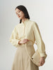 Light Yellow Blouse with Pleated Collar
