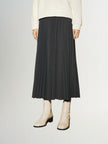Women's Dark Gray  Pleated A-Line  Elastic Waist Skirt