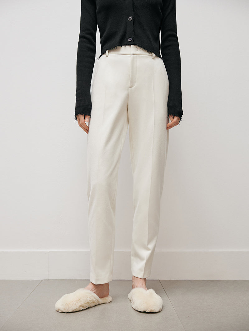 Women's White Small Leg Winter Trousers