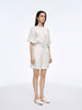 White linen shorts