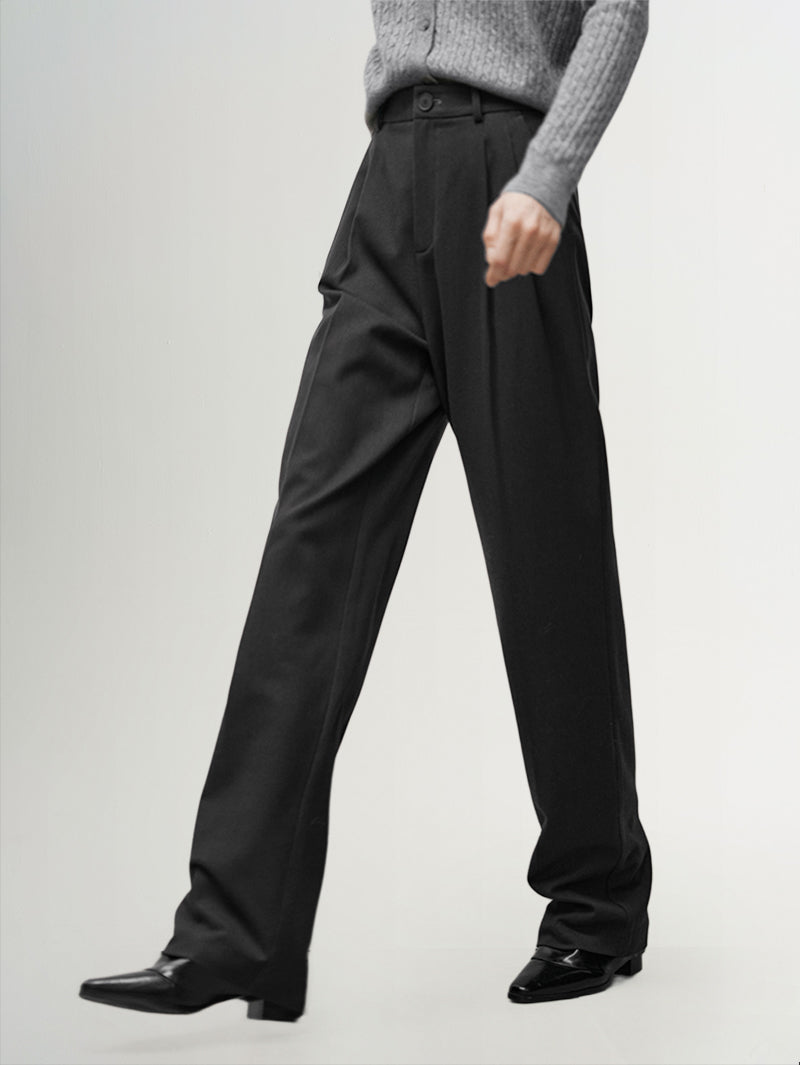 Pantalon droit confortable gris foncé