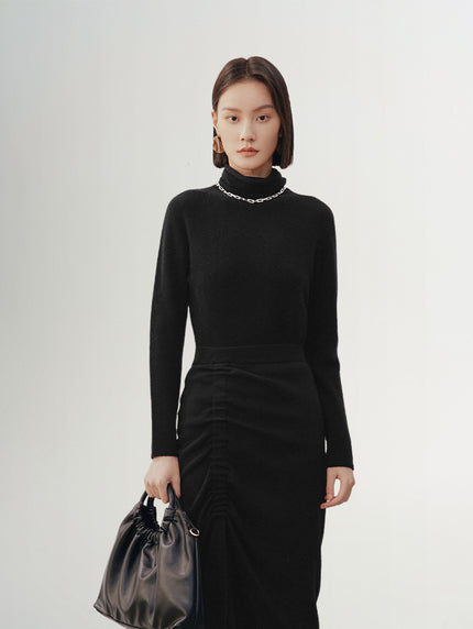 Black cashmere turtleneck sweater