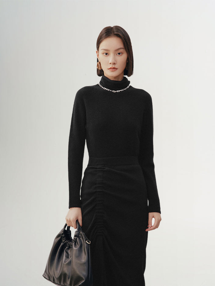 Black cashmere turtleneck sweater