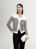 Women's Original White V Neck Stripe Button Down Knitwear