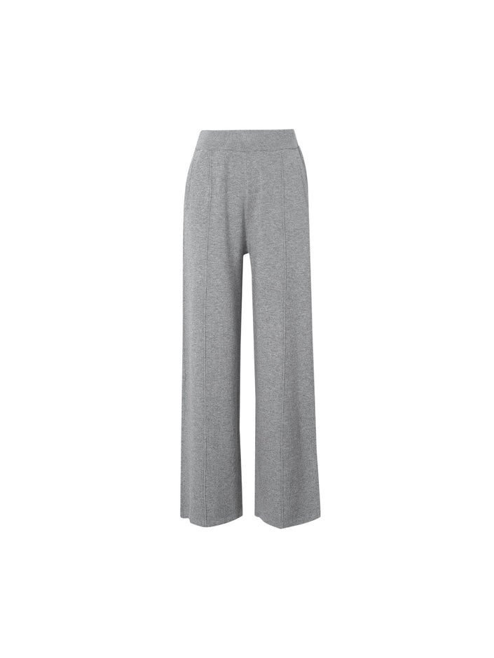 Pantalon gris droit en laine tricoté élastique