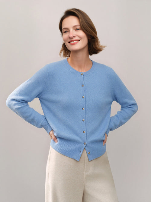 Cargar la imagen 1 en la vista de la galería. Refined Cashmere-Silk Crewneck Cardigan