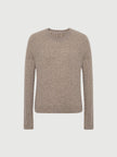 Brown cashmere sweater with round neck and long sleeves