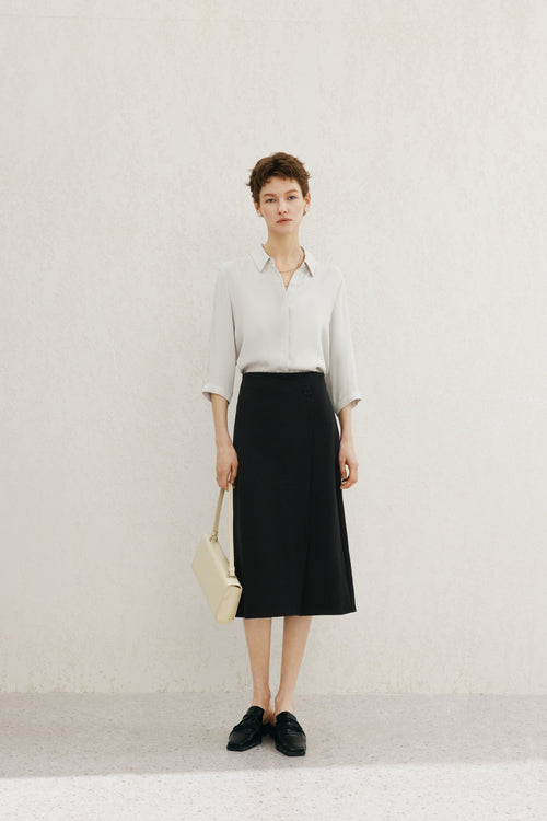 Carica immagine 1 in visualizzazione galleria. Relaxed-Fit Structured Shoulder Lapel Three-Quarter Sleeve Shirt