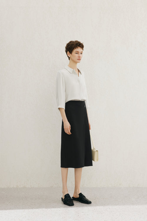 Carica immagine 1 in visualizzazione galleria. Relaxed-Fit Structured Shoulder Lapel Three-Quarter Sleeve Shirt