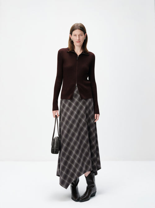 Load image 1 in gallery view. Belted Plaid Handkerchief Maxi Skirt