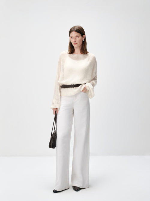 Load image 1 in gallery view. Cashmere-Silk Relaxed Pullover Sweater