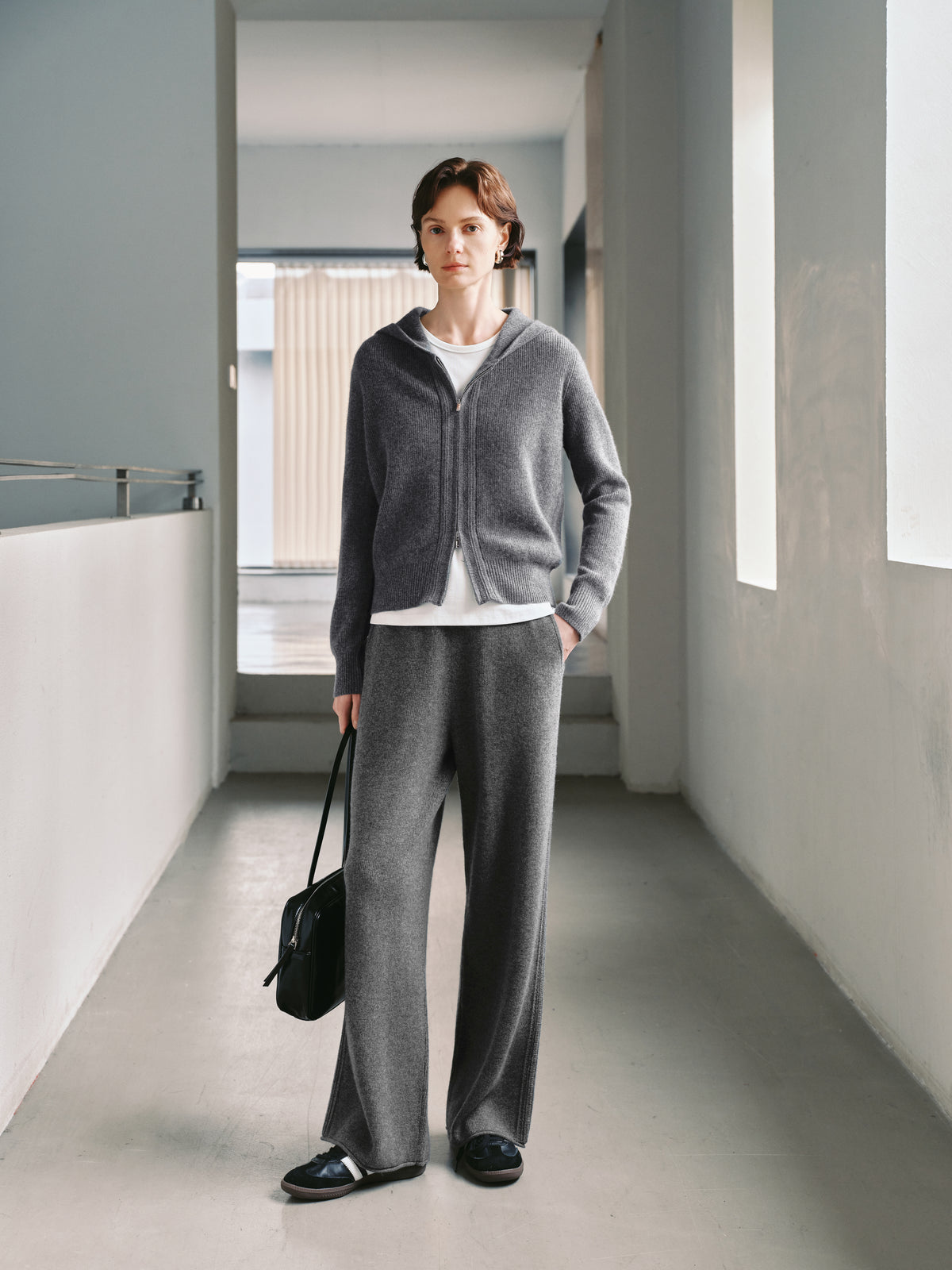 Cashmere Zip-Up Hooded Sweater