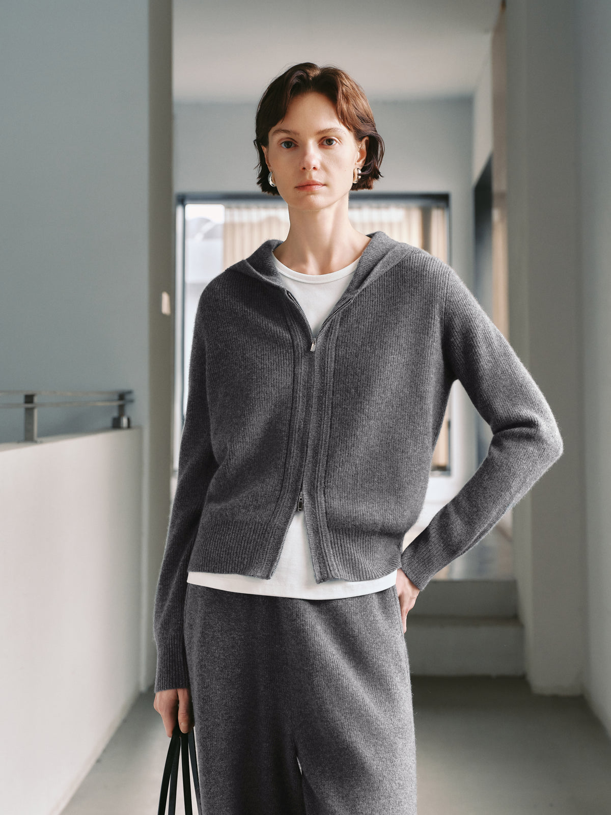 Cashmere Zip-Up Hooded Sweater