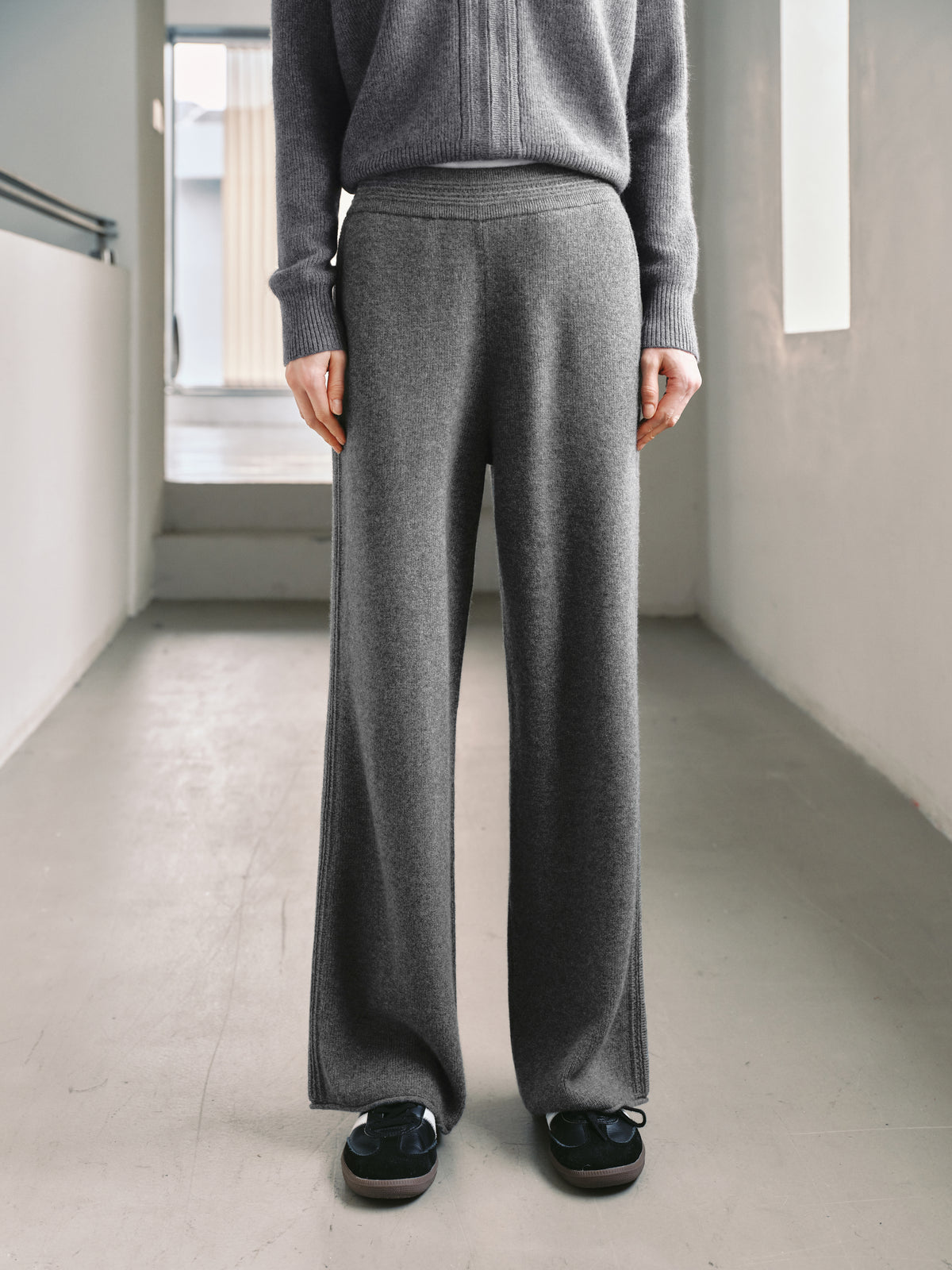 Cashmere Wide-Leg Knit Pants