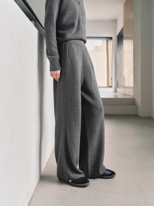 Charger l'image 1 dans la galerie. Cashmere Wide-Leg Knit Pants