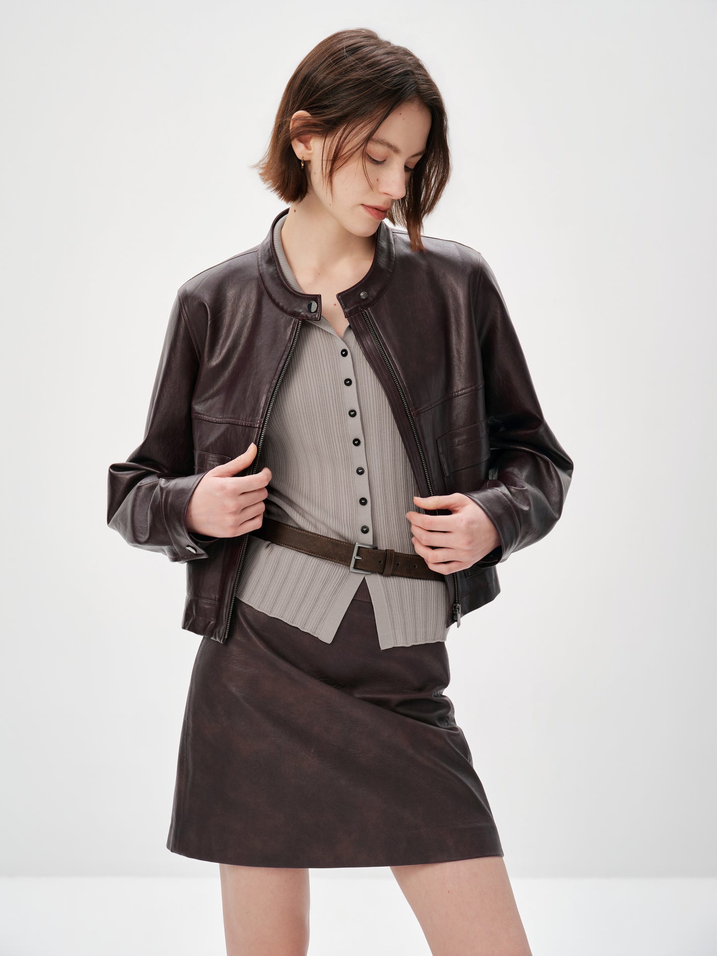 Metallic Faux Leather Moto Jacket
