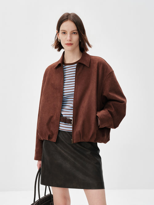 Carica immagine 1 in visualizzazione galleria. Soft Faux Suede Harrington Jacket